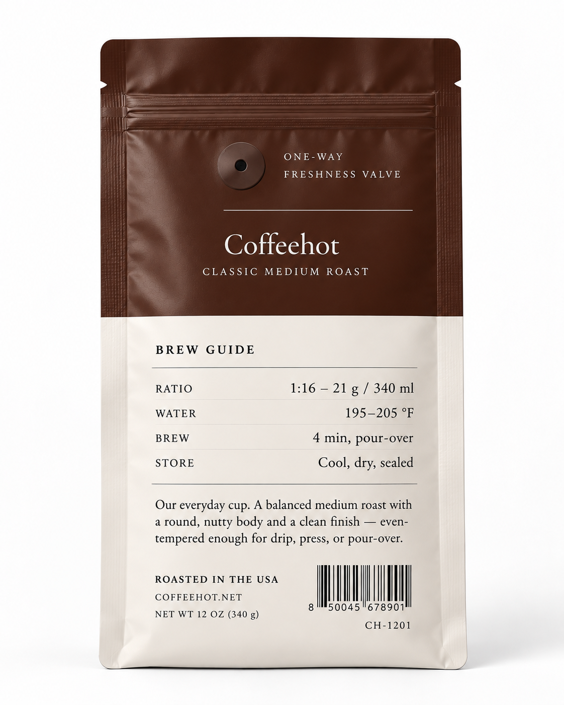 Coffeehot Classic Medium Roast Ground Coffee – 12 oz Bag
