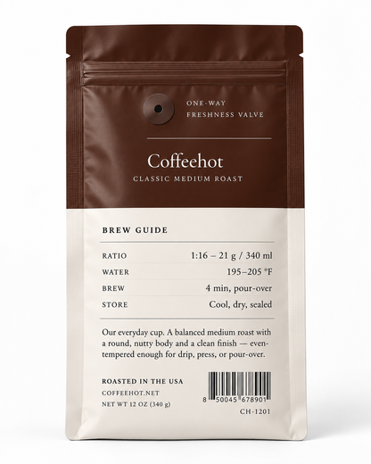 Coffeehot Classic Medium Roast Ground Coffee – 12 oz Bag
