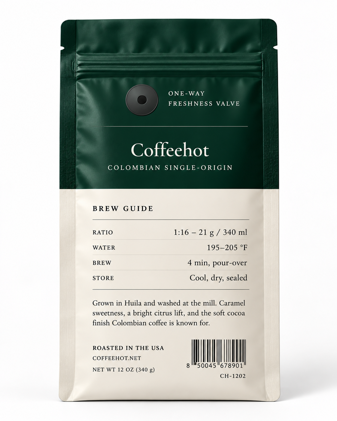 Coffeehot Colombian Single-Origin Coffee – 12 oz Bag